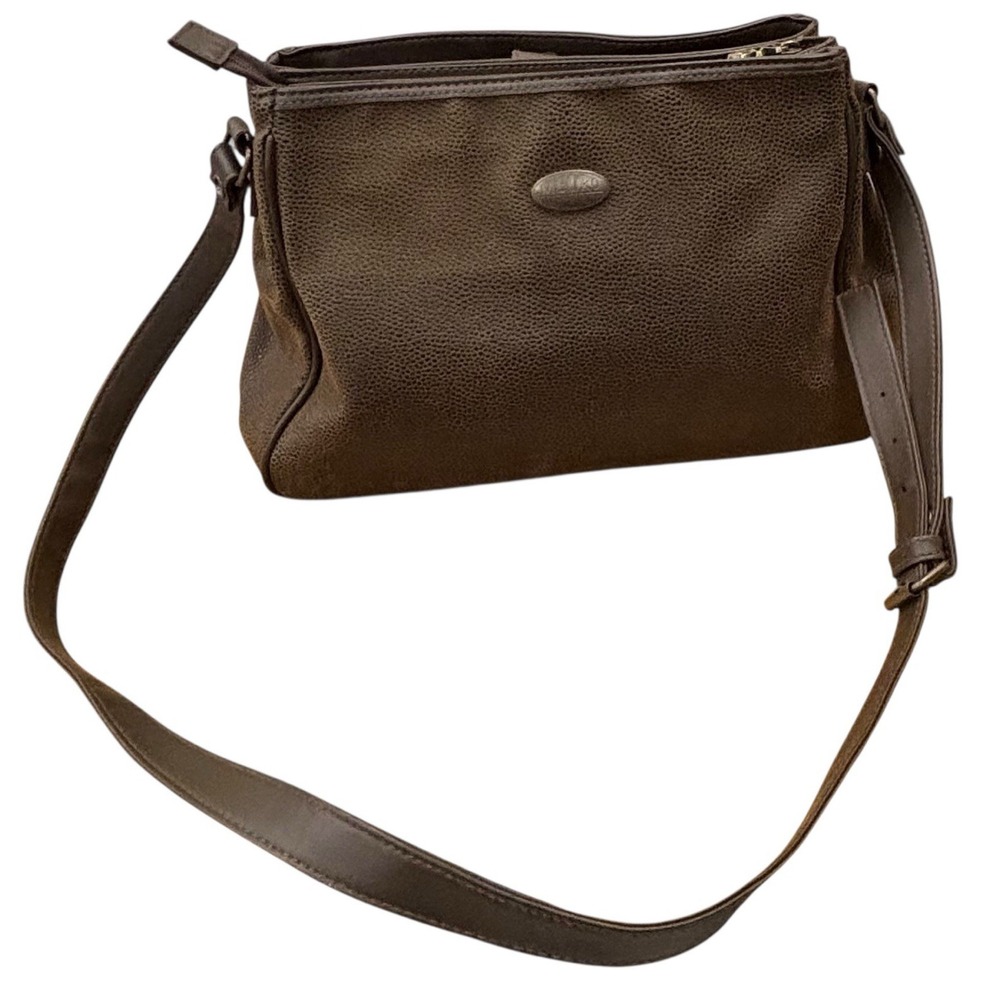 VTG Metro Gear Brown Faux Leather Retro Bag Boho Purse Zip Snap Closure EUC
